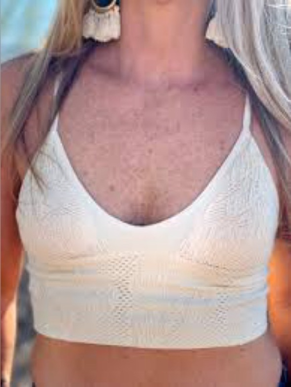 Three Birds Nest Ivory Knit V-Neck Bralette Tank Top